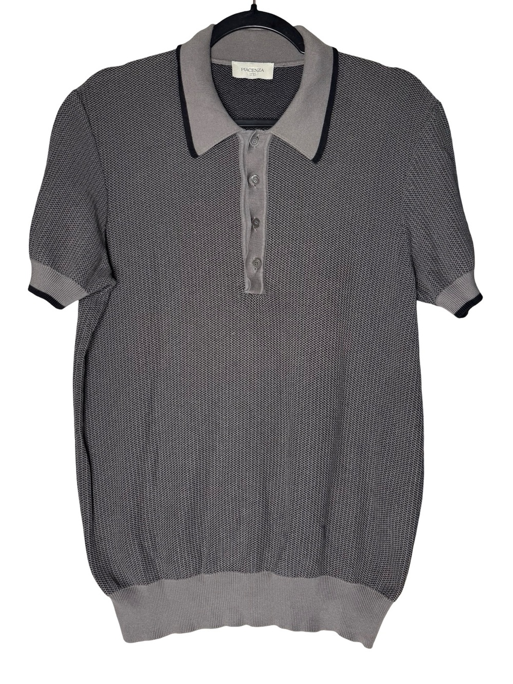 Piacenza 1733 Mens Large IT50 Knit Polo Made Italy Old Money Quiet Luxury Gray